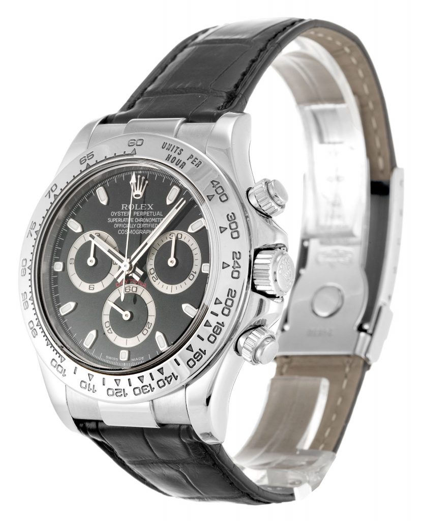 Rolex Cosmograph Daytona White Gold Grey Dial Leather Band Replica